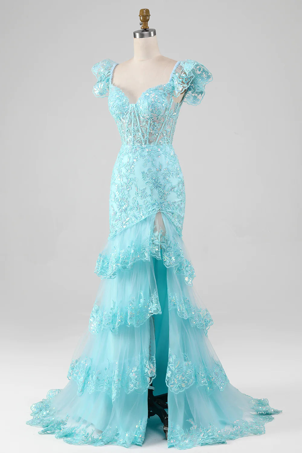 Mermaid / Trumpet Prom Dresses Corsets Dress Evening Party Court Train Sleeveless Off Shoulder Tulle with Sequin