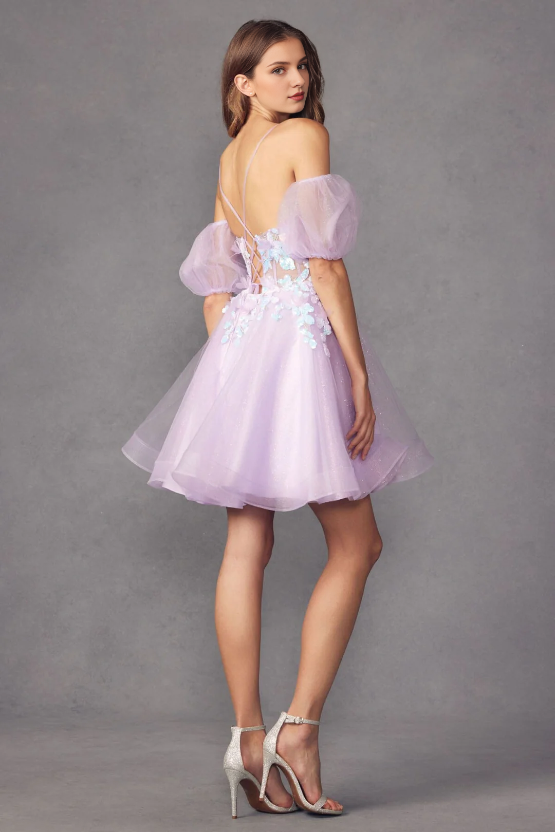 3D butterfly decal short sleeveless tight corset dress