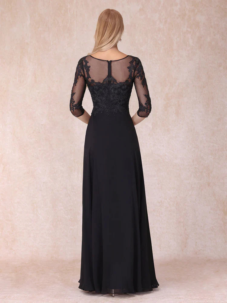 A-line/princess V-neck 3/4 sleeve length formal mother of the bride dress