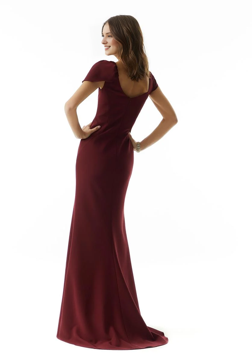 High neckline short sleeved tight corset with bow and floor length for mothers of the bride dresses