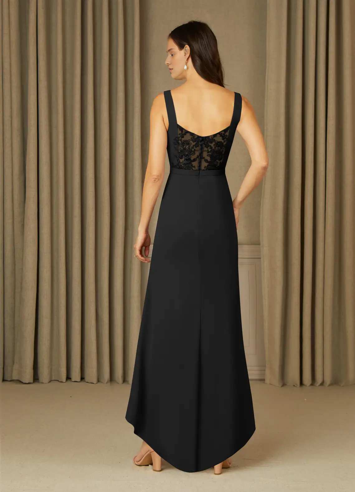 Fish tail lace chiffon and floor length mother of the bride dress
