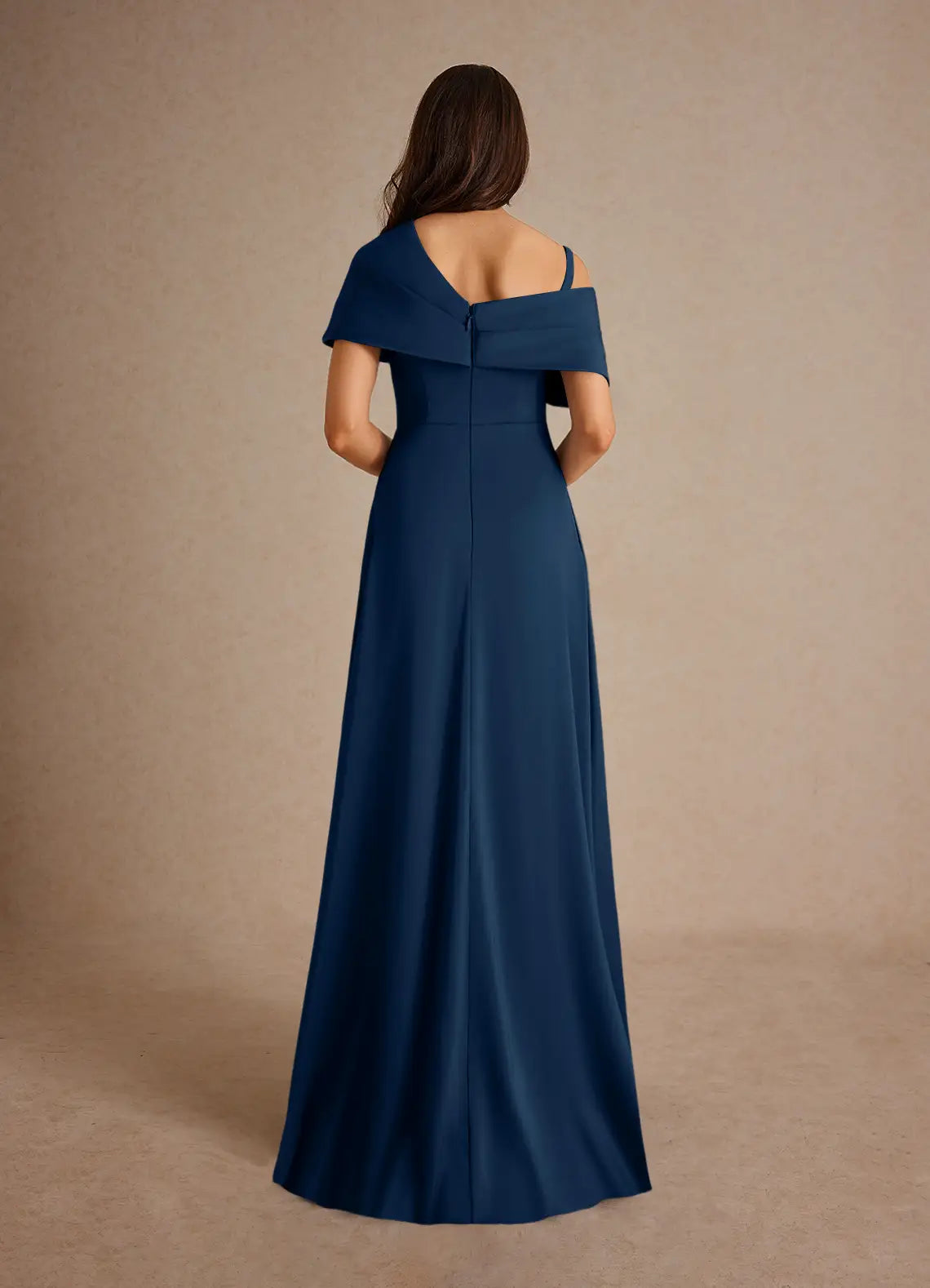 A-line pleated satin floor-length mother of the bride dress