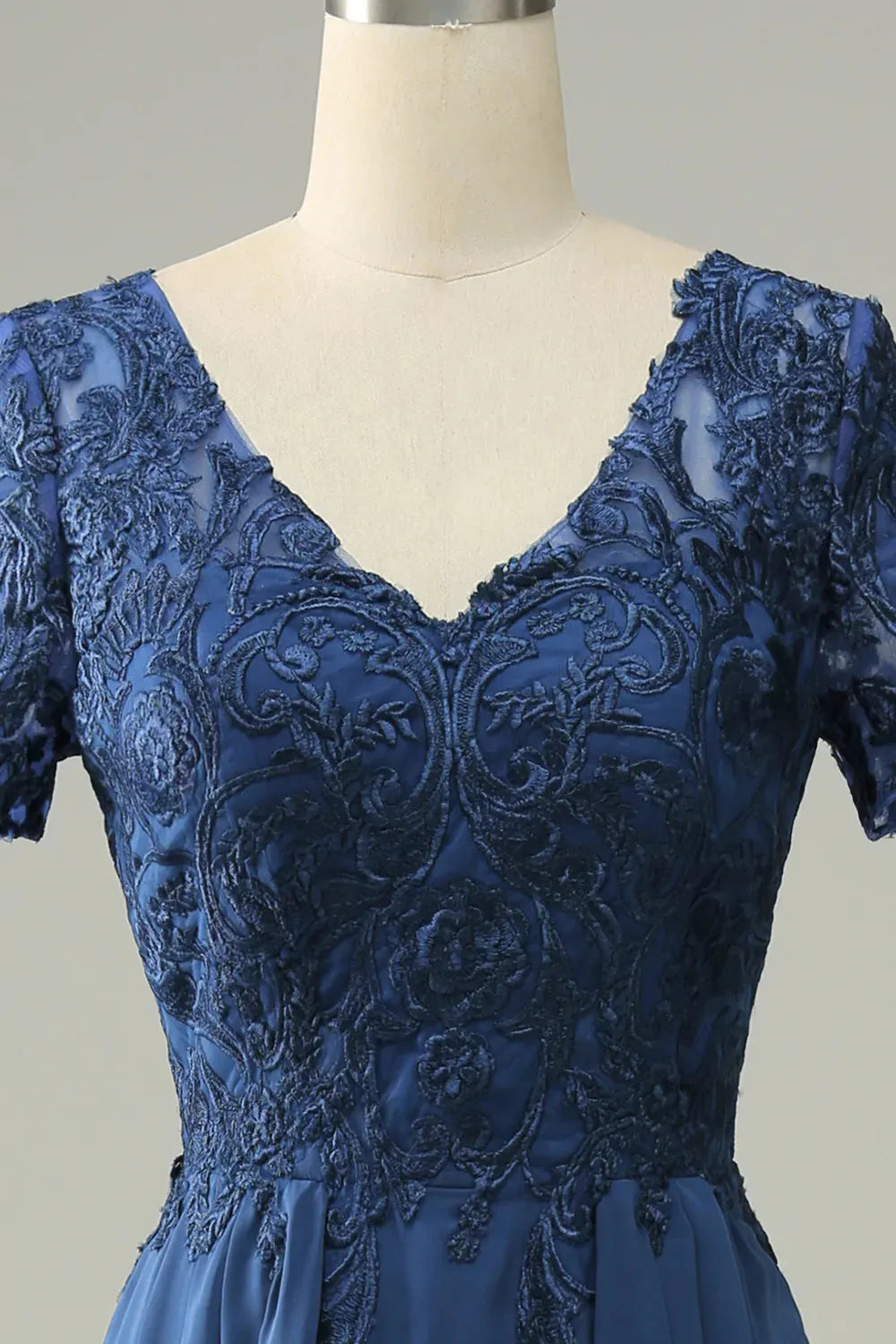 Blue A Line Decal Bridal Mother Dress