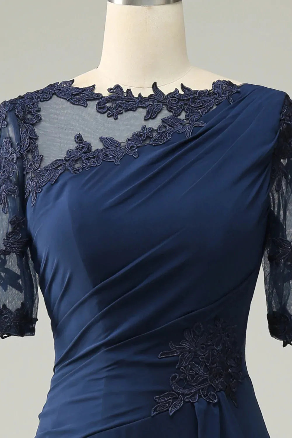 Navy Blue Decal Tight Bridal Mother Dress