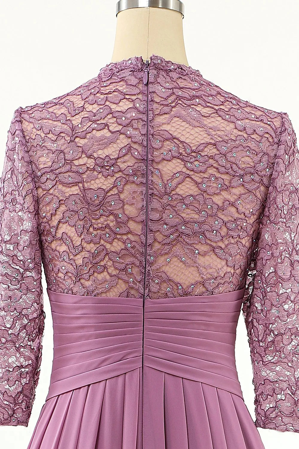Grape colored chiffon lace long bridal mother dress