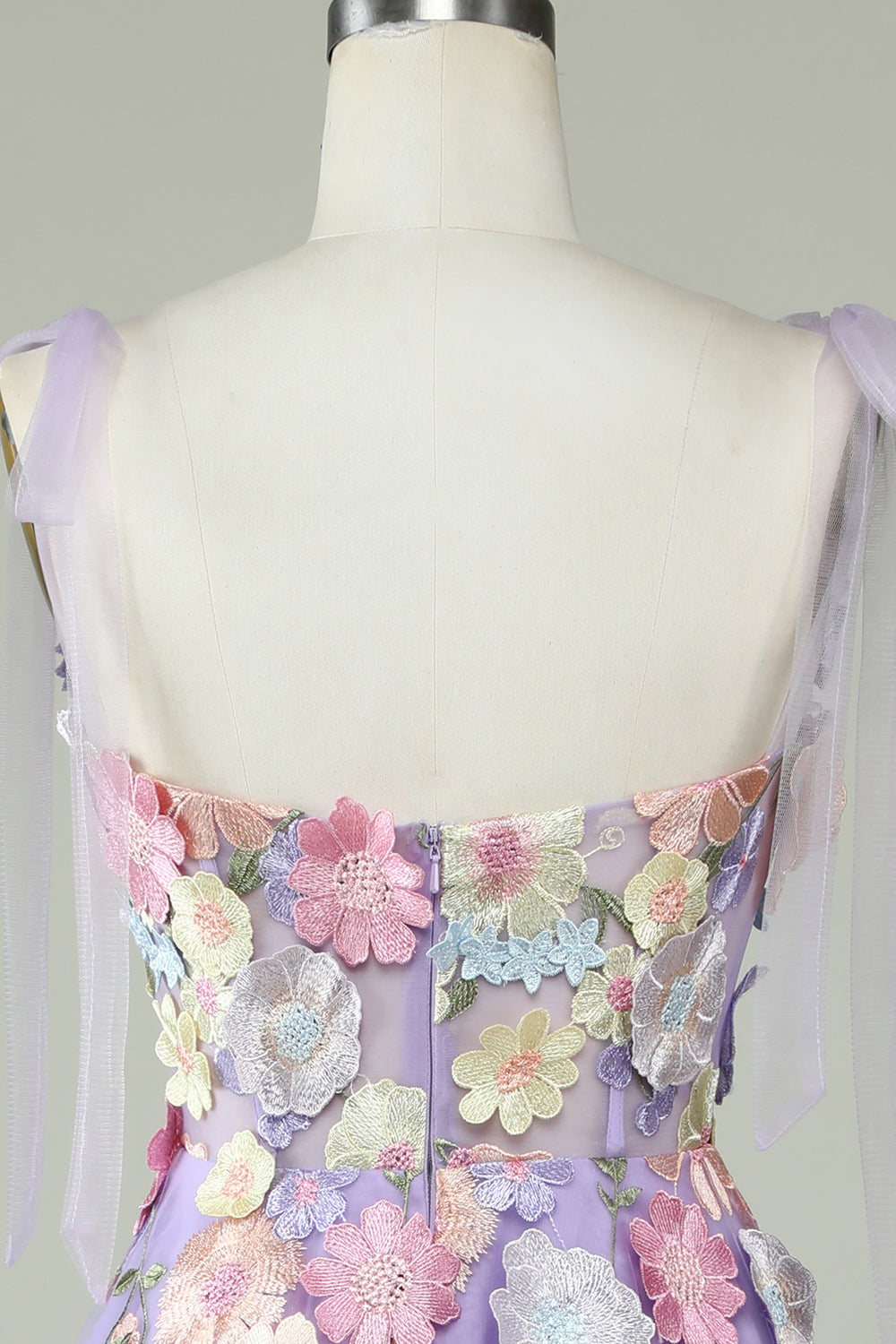 Purple A-Line Corset Purple Knee-Length Prom Dress With 3D Flowers