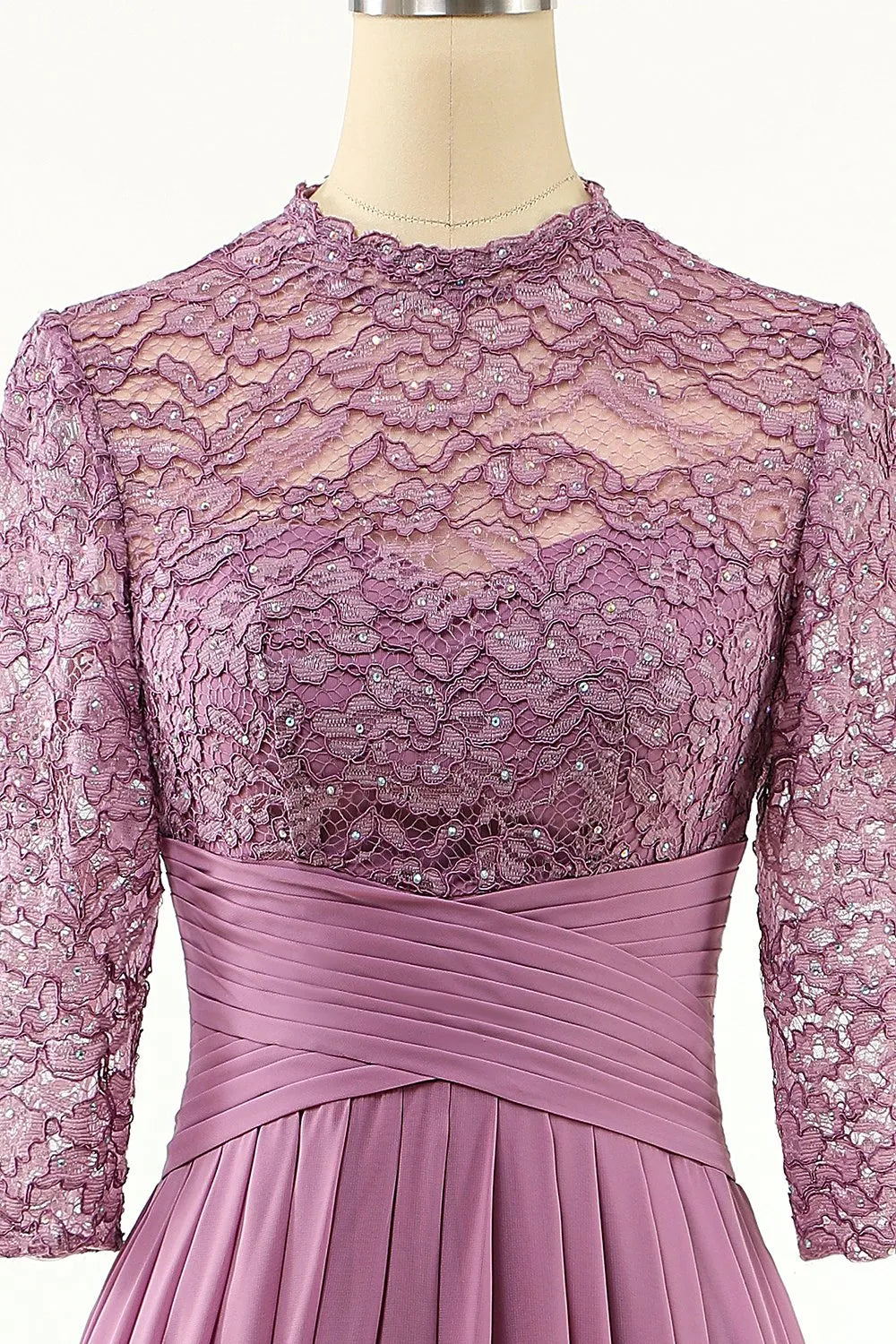 Grape colored chiffon lace long bridal mother dress