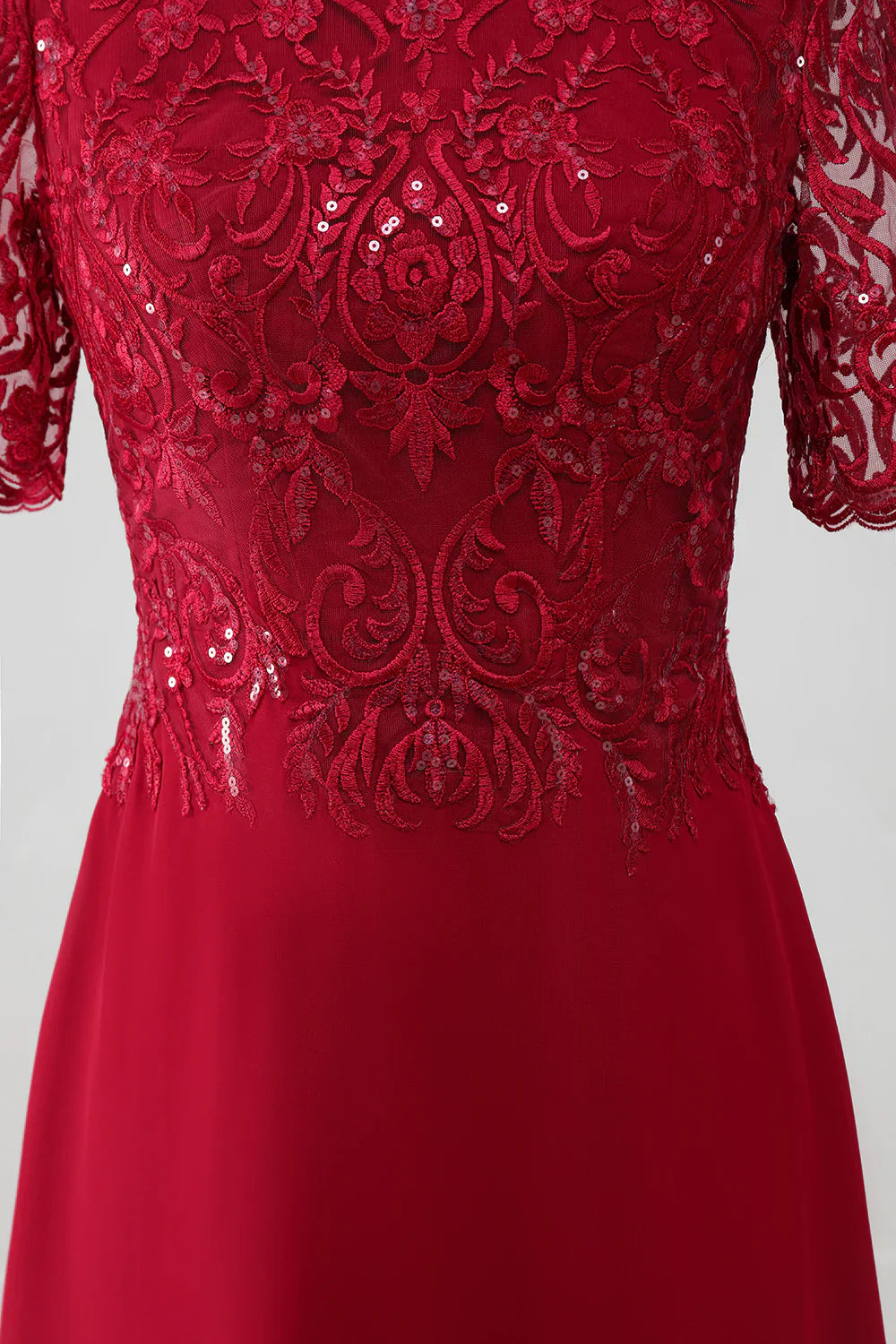 A Line Round Neck Sparkly Sequin Mother of Bride Dress With Appliques