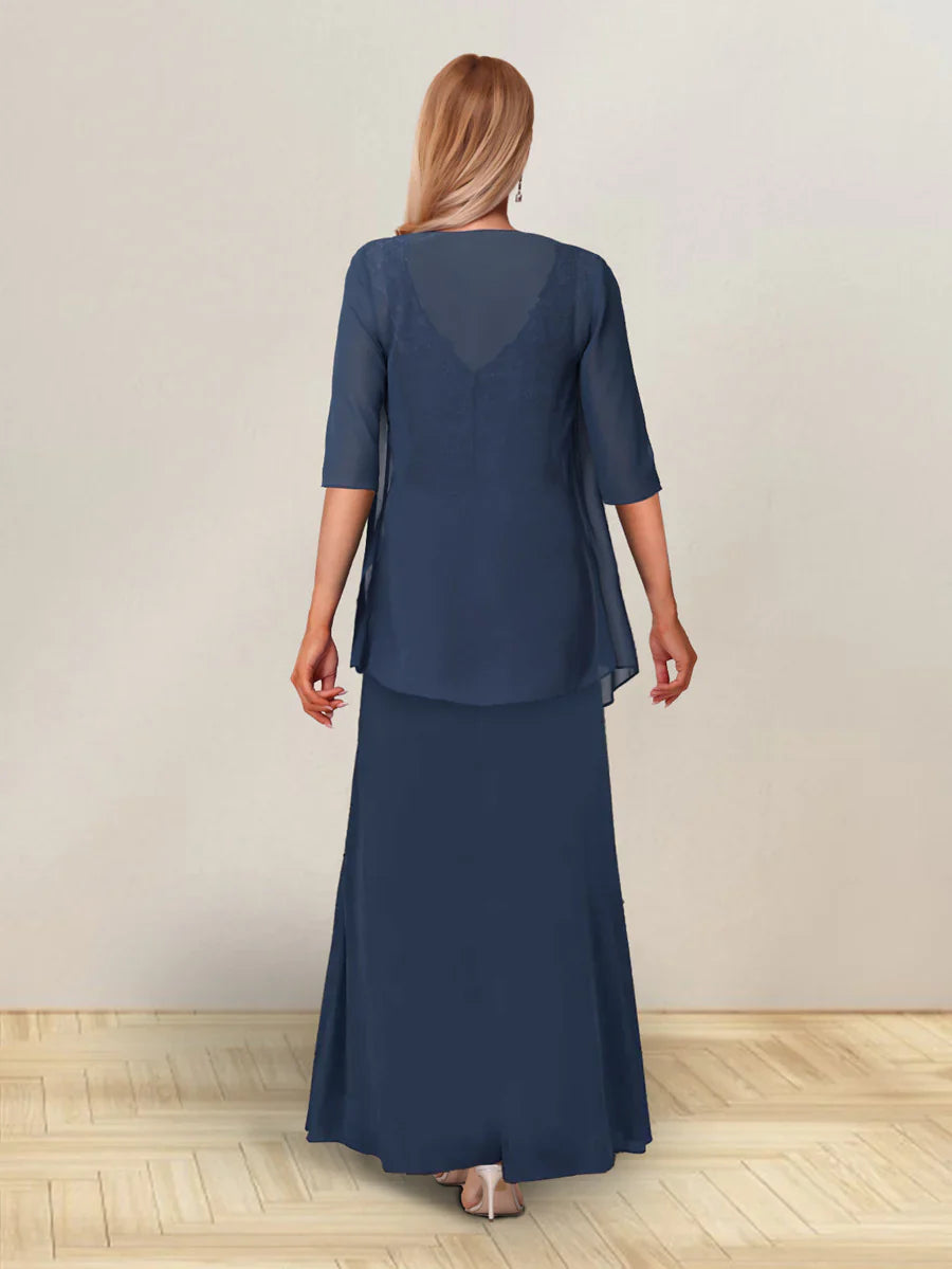 A-line princess sleeveless lotus leaf side length design, mother of the bride dress