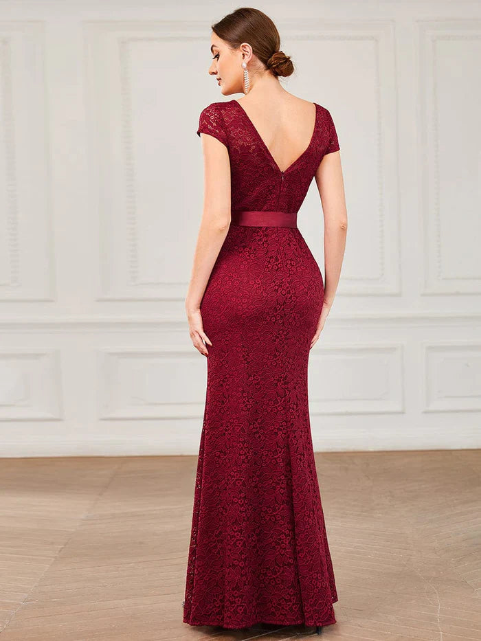 Aimishang Lace Backless Ribbon Waist Bodycon Mother of the Bride Dress