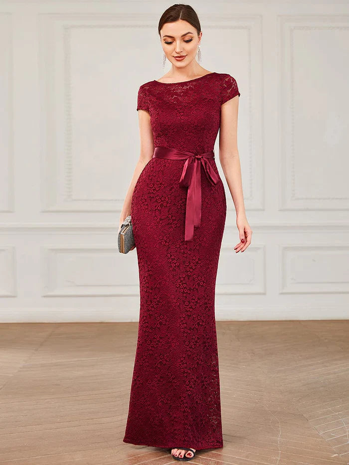 Aimishang Lace Backless Ribbon Waist Bodycon Mother of the Bride Dress