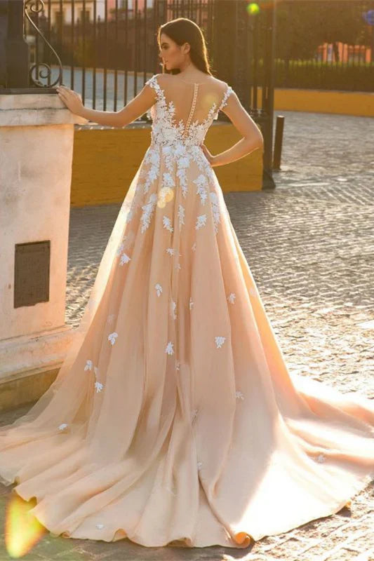 Cap Sleeve Sweetheart Mermaid Wedding Dress With Lace Appliques And Panel Train Elegant