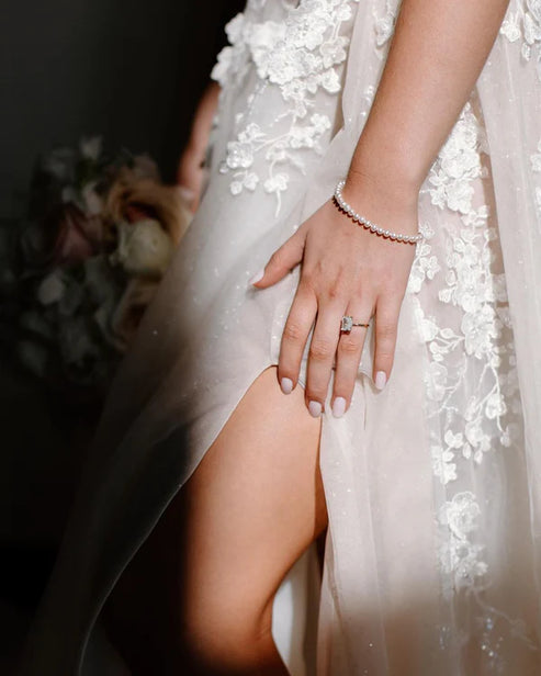 Fairy A Line Sweetheart Tulle Wedding Dresses with Appliques And Slit Beautiful