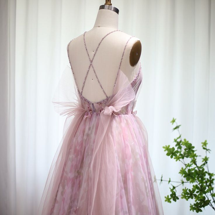 Spaghetti Straps Backless Formal Prom Dresses for Wedding Party P1942