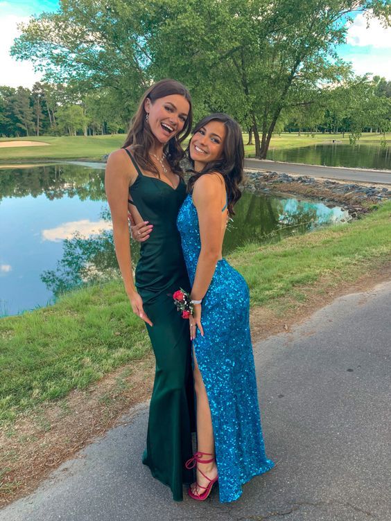 Simple Mermaid Dark Green Backless Long Prom Dresses Formal Dress P2215