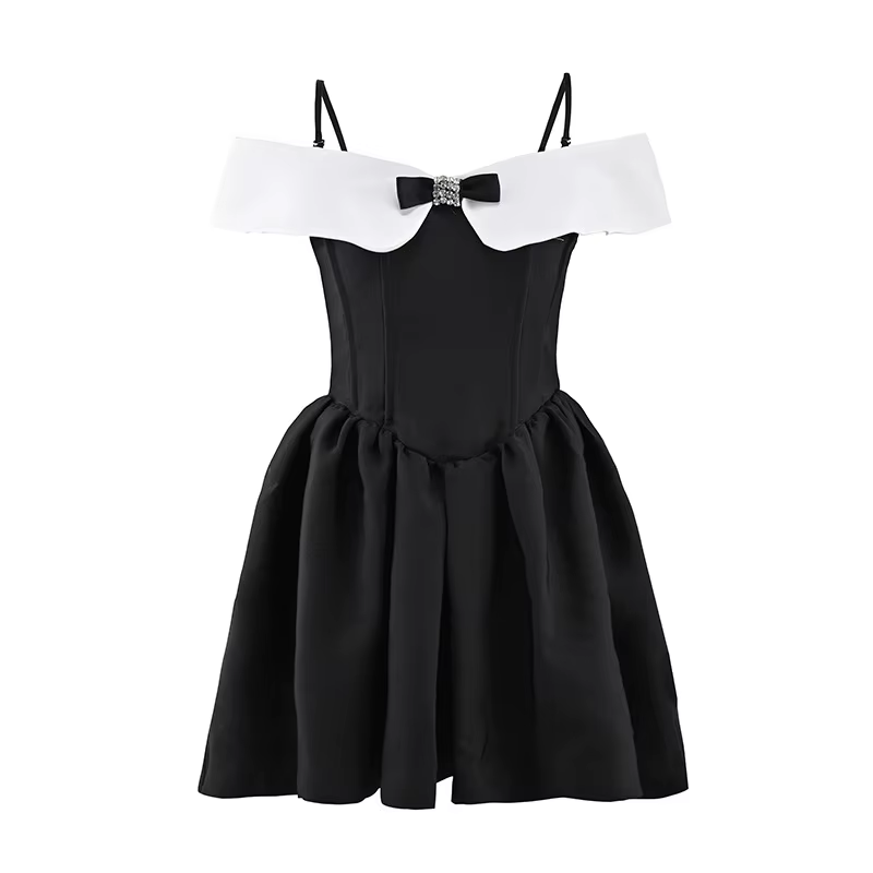 Sexy A line Off The Shoulder Black Short Homecoming Dress P2256
