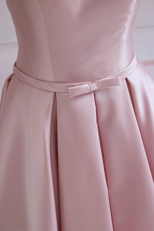 Modest Pink Satin Off The Shoulder Long Bridesmaid Dress Prom Dresses P2414