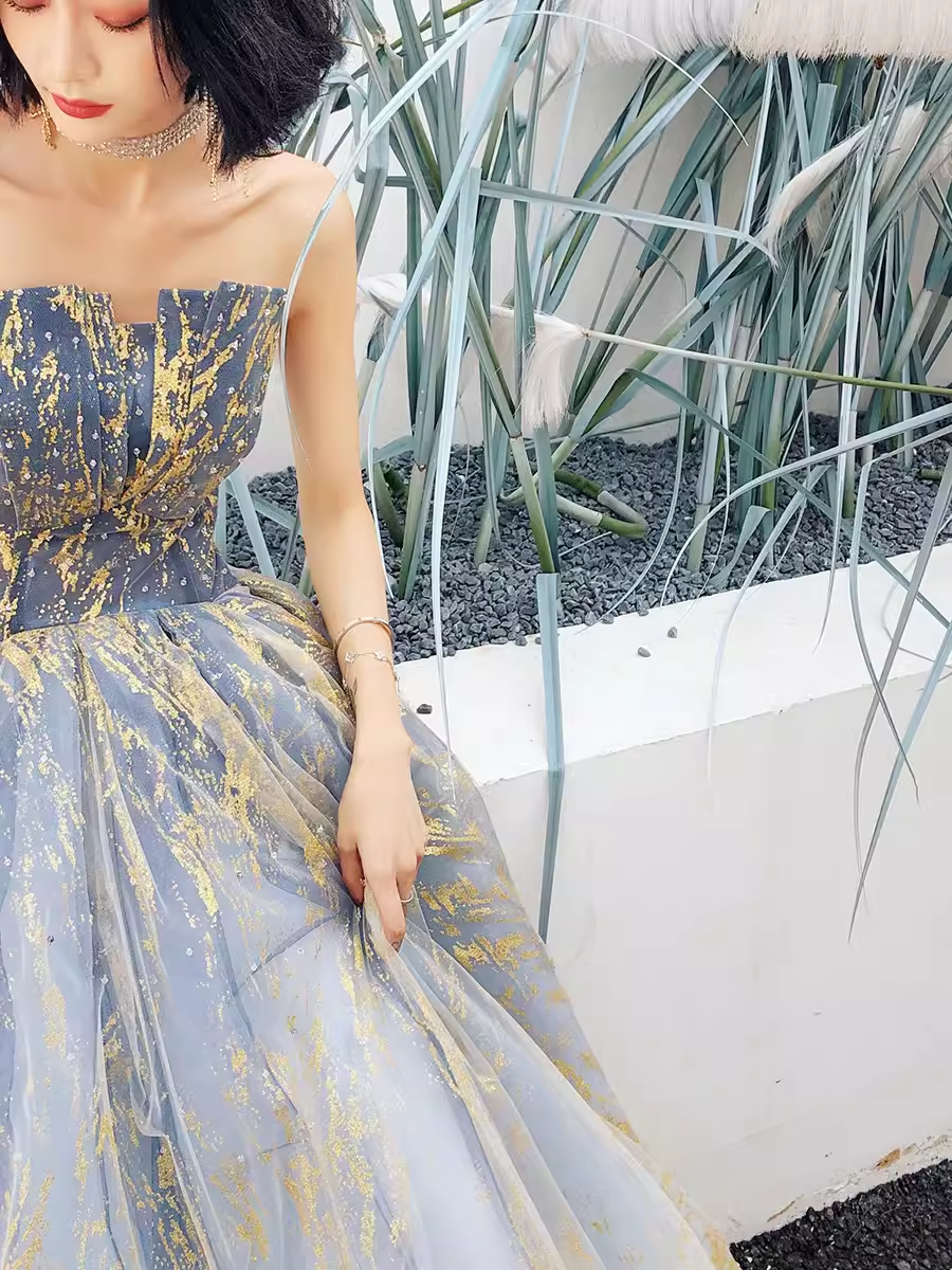 Ball Gown Strapless Sequin Prom Dresses Long Evening Dress P2024