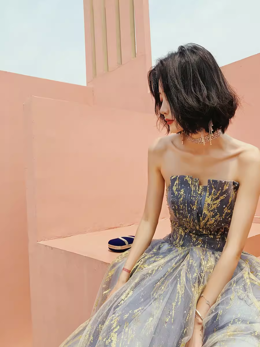 Ball Gown Strapless Sequin Prom Dresses Long Evening Dress P2024