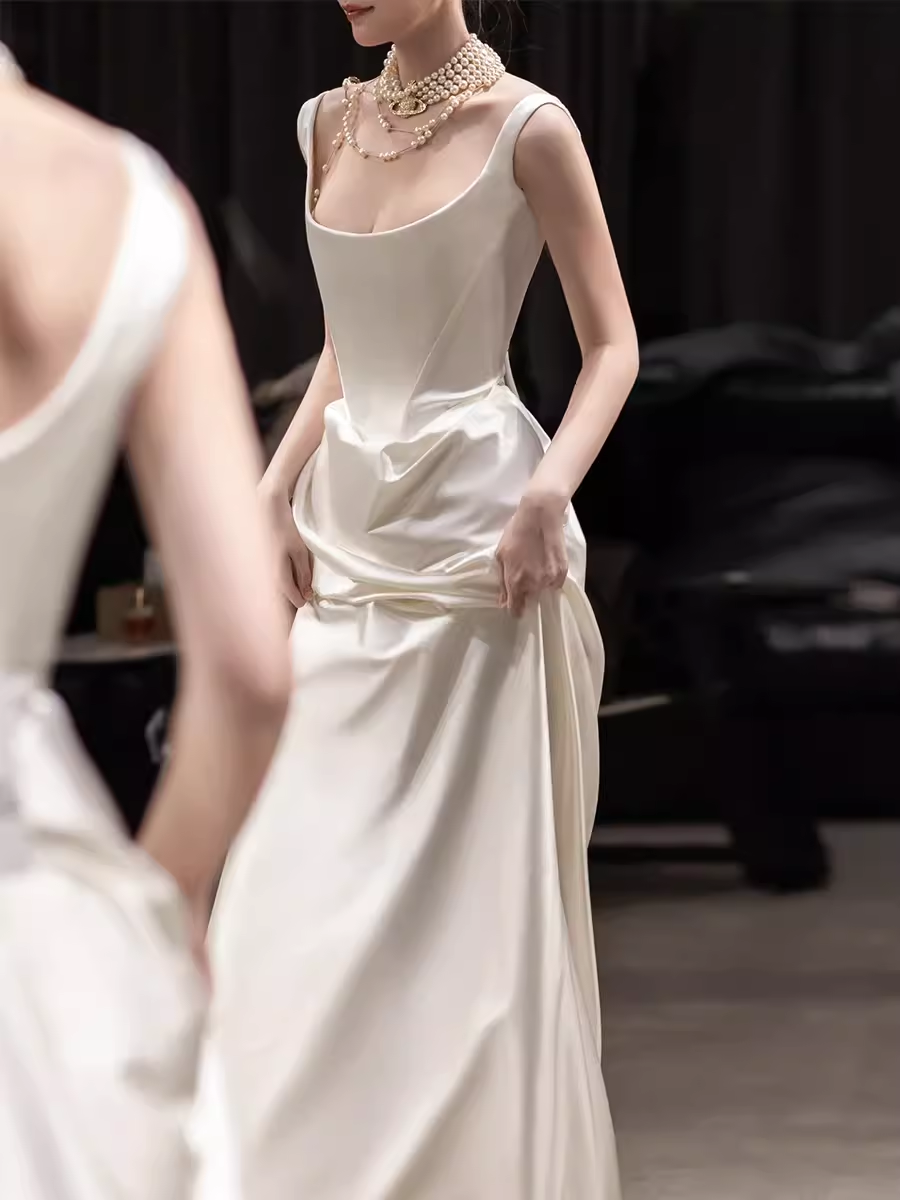 Simple Mermaid Off The Shoulder White Prom Dresses Evening Dress P2065