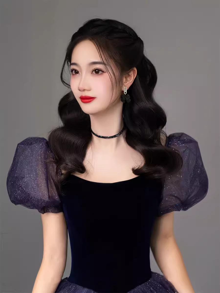 Simple A Line Grape Tulle Prom Dresses Evening Dress P2153