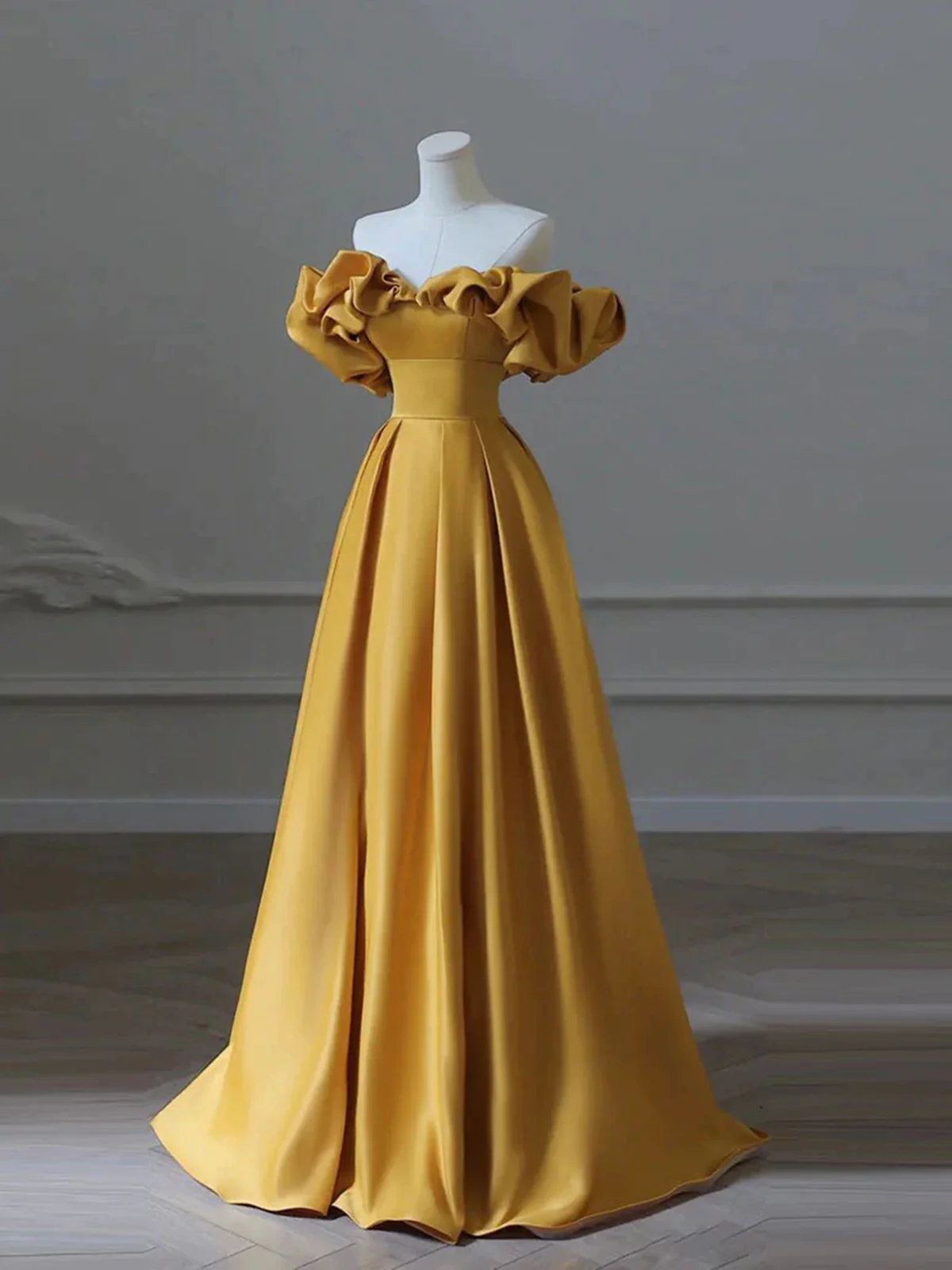 Yellow Off Shoulder Long Formal Evening Dresses Prom Dress P2205