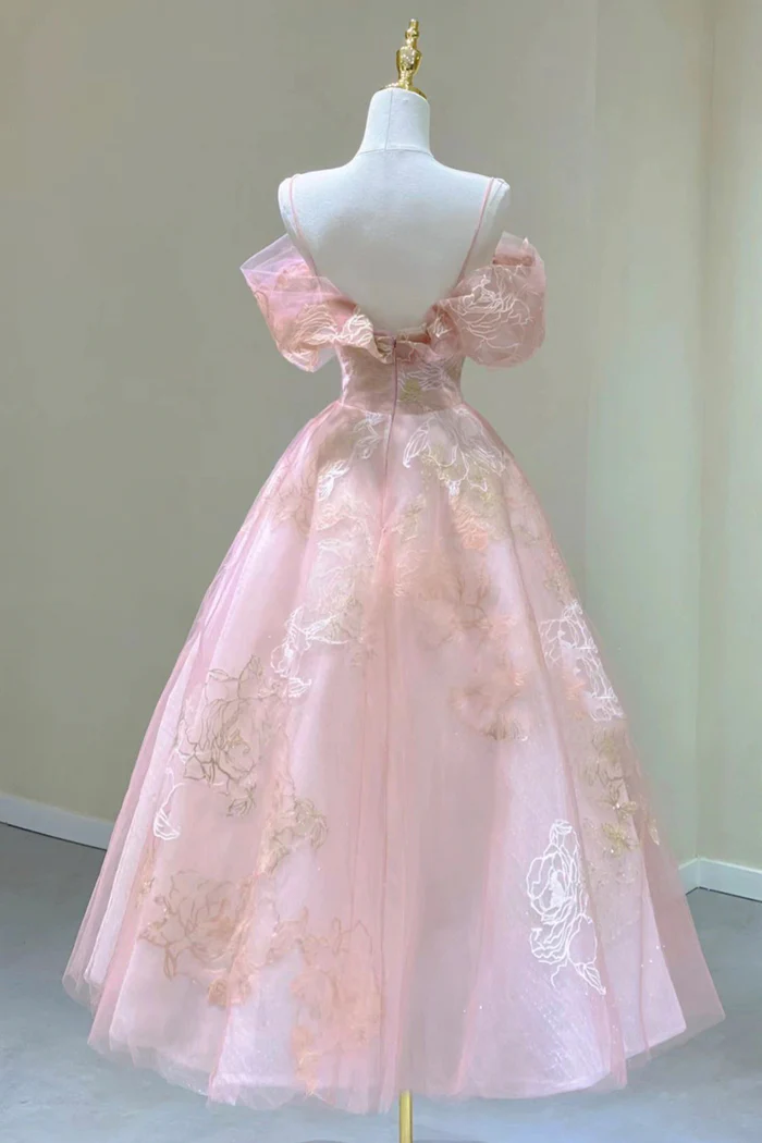 Cute Pink Tulle Lace Short A-Line Prom Dress P2207