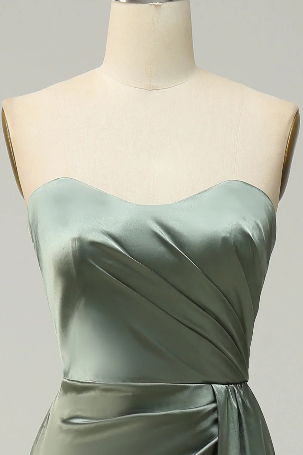 Split top eucalyptus long bridesmaid dress