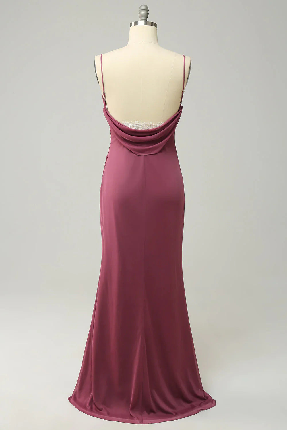 Tight thin shoulder strap desert rose oversized backless bridesmaid dress