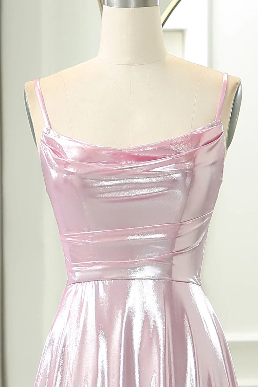 A-Line Spaghetti Straps Long Prom Dress With Slit Pure Color