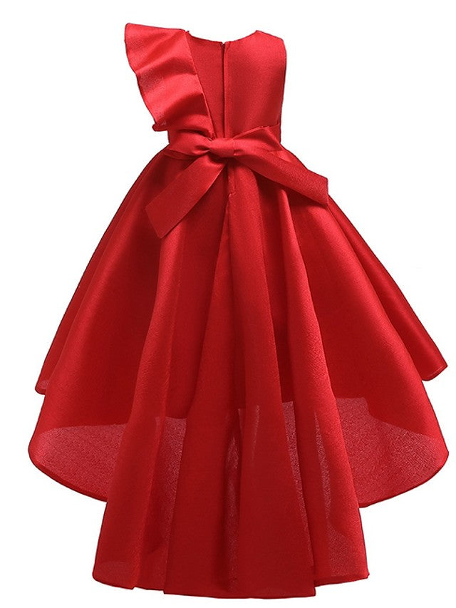 Beautiful A-Line Hi-Lo Flower Girl Dress With Bow Ruffles