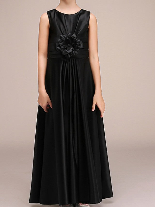 Beautiful A-Line Sleeveless Jewel Neck Floor Length Flower Girl Dresses with Pleats