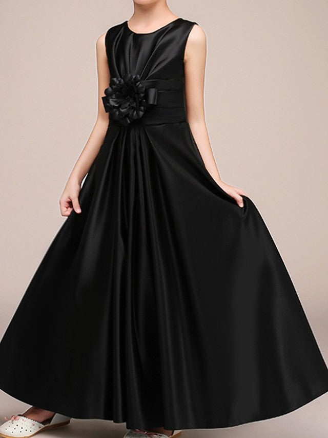 Beautiful A-Line Sleeveless Jewel Neck Floor Length Flower Girl Dresses with Pleats