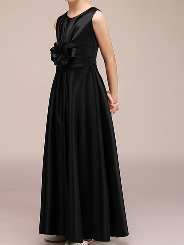 Beautiful A-Line Sleeveless Jewel Neck Floor Length Flower Girl Dresses with Pleats