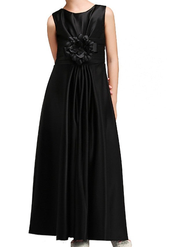 Beautiful A-Line Sleeveless Jewel Neck Floor Length Flower Girl Dresses with Pleats