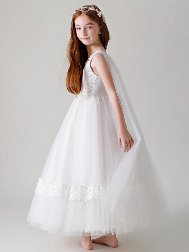 Beautiful Ball Gown Dress With Crystals Appliques For Flower Girl Ankle Length Tulle
