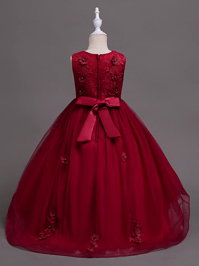 Beautiful Jewel Lace Tulle Flower Girl Dress with Appliques Crystals