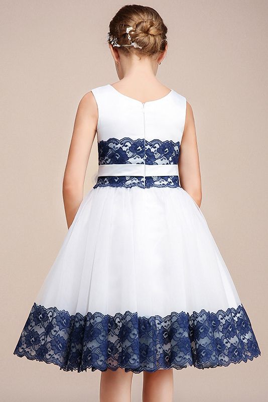 Beautiful Jewel Sleeveless Flower Girl Dress with Handmade Flowers