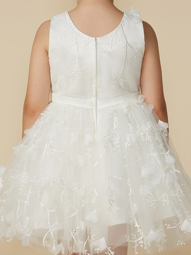 Beautiful Princess Jewel Short Length Sleeveless Flower Girl Dress with Lace and Belt