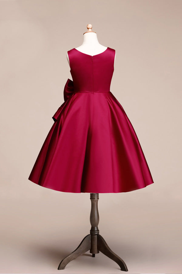 Beautiful Satin Jewel Knee Length Flower Girl Dress