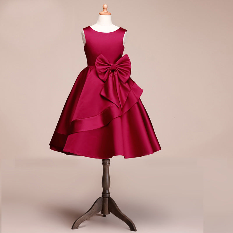 Beautiful Satin Jewel Knee Length Flower Girl Dress