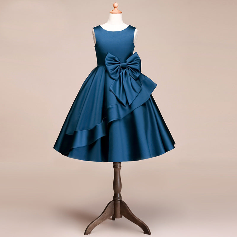 Beautiful Satin Jewel Knee Length Flower Girl Dress