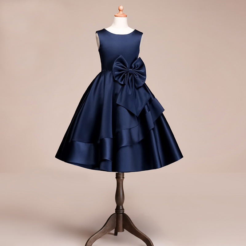 Beautiful Satin Jewel Knee Length Flower Girl Dress