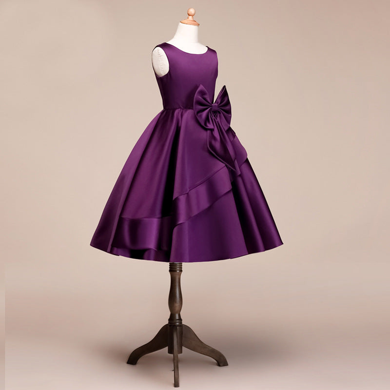 Beautiful Satin Jewel Knee Length Flower Girl Dress