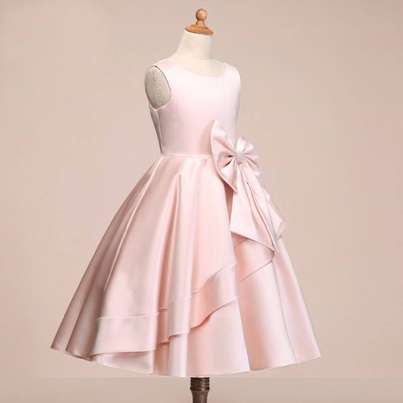 Beautiful Satin Jewel Knee Length Flower Girl Dress