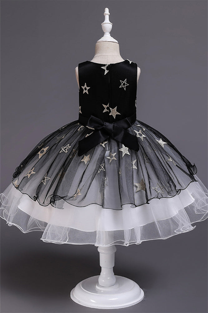 Beautiful Star Decor Sleeveless Ball Gown Tulle Flower Girl Dress