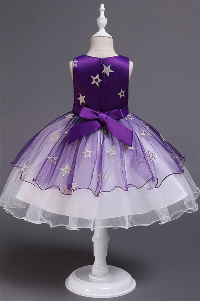 Beautiful Star Decor Sleeveless Ball Gown Tulle Flower Girl Dress