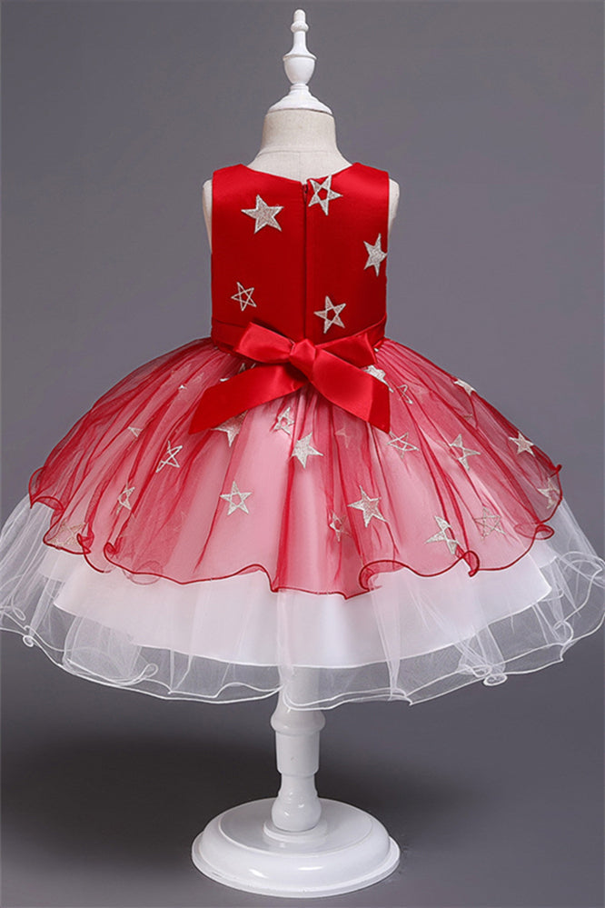 Beautiful Star Decor Sleeveless Ball Gown Tulle Flower Girl Dress