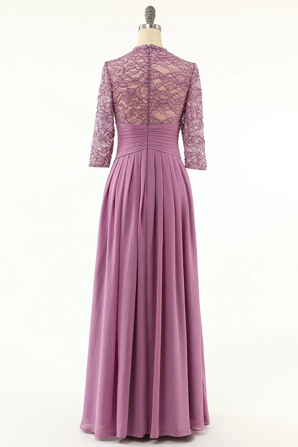 Grape colored chiffon lace long bridal mother dress
