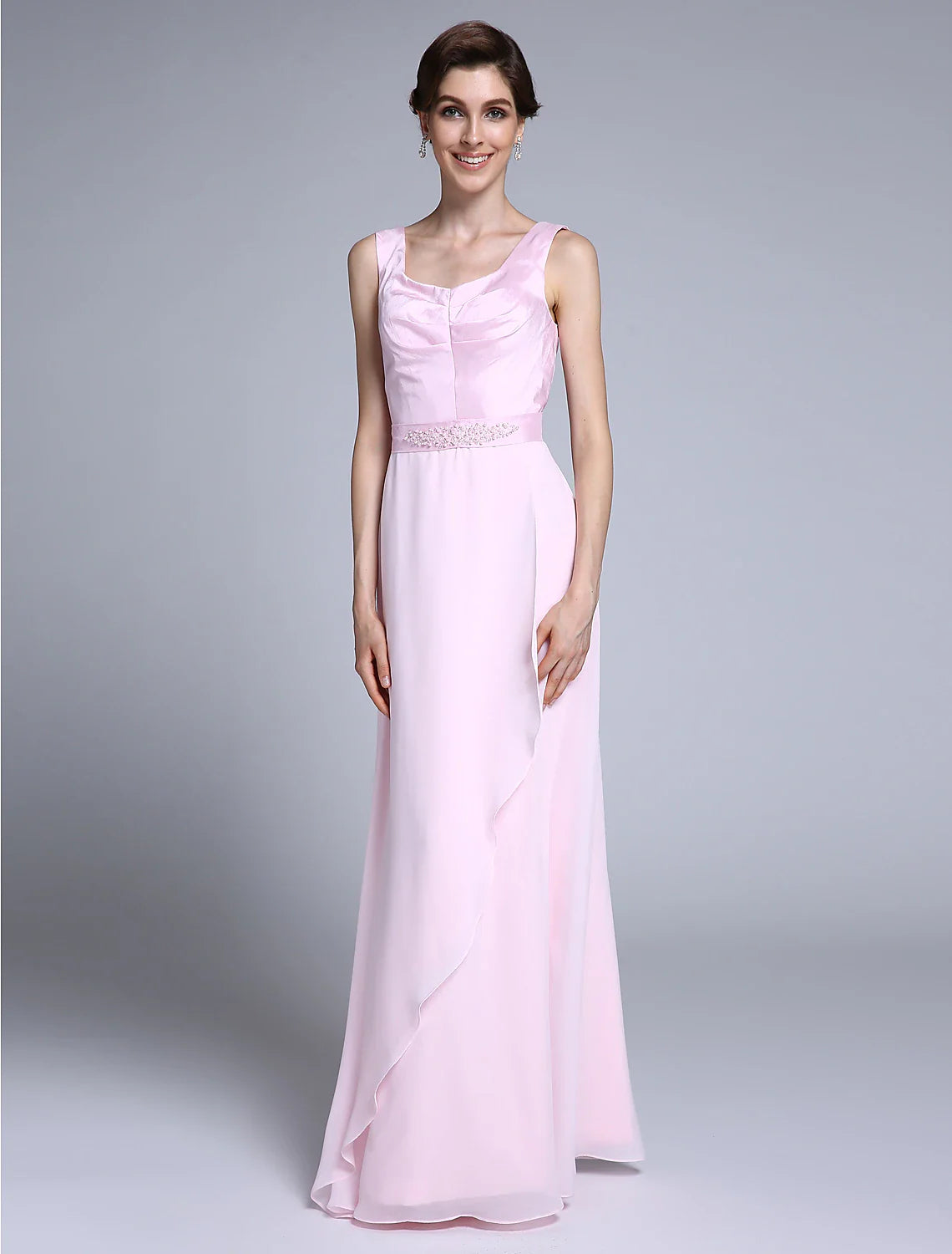 Aimishang Sheath / Column Mother of the Bride Dress Scoop Neck Floor Length Chiffon 3/4 Length Sleeve No with Beading